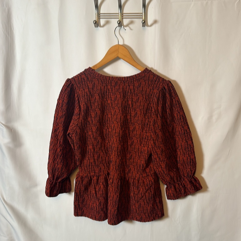 Anthropologie Peplum Top – Textured Print, Size M - Picture 2 of 6